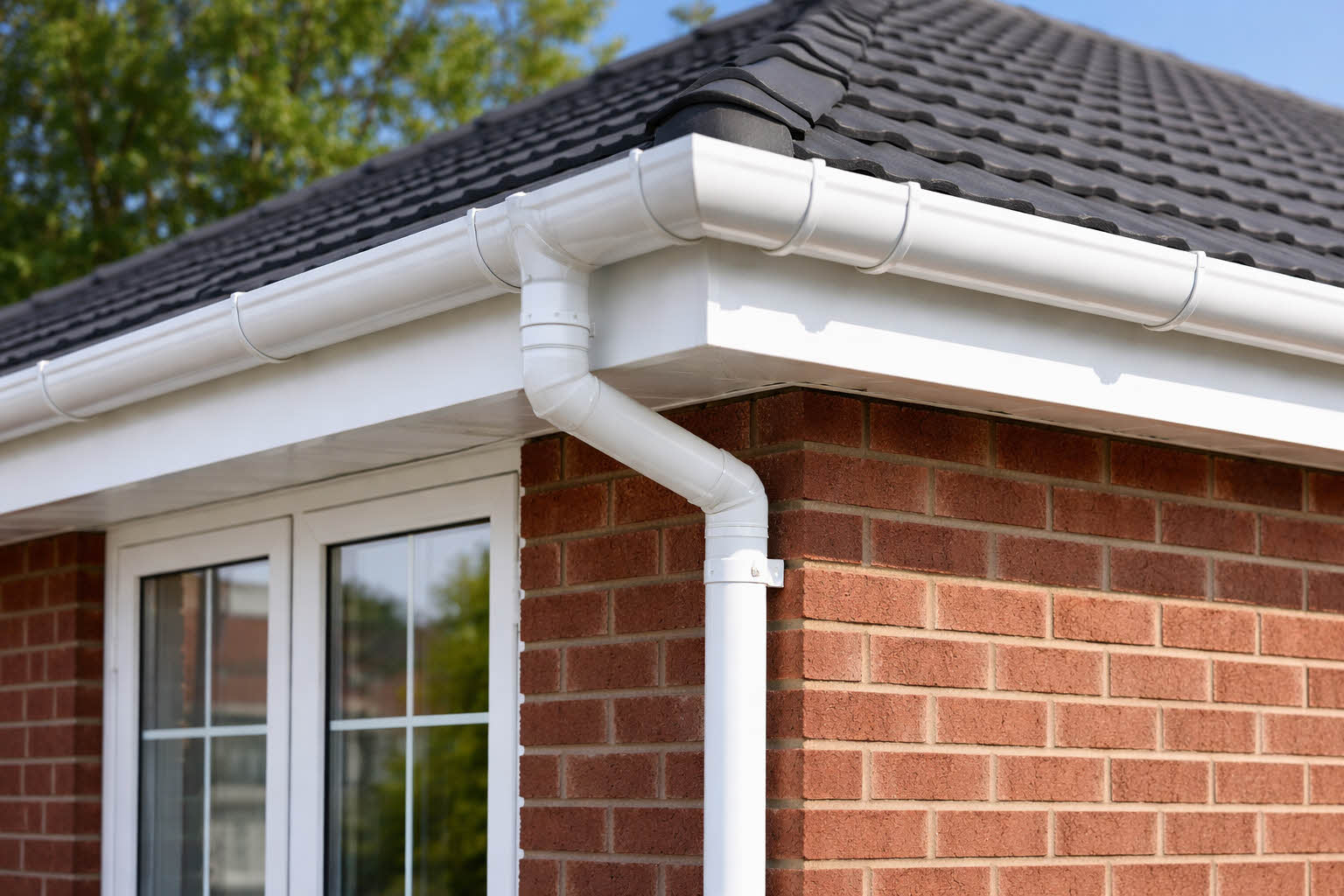 roofline guttering corner close up
